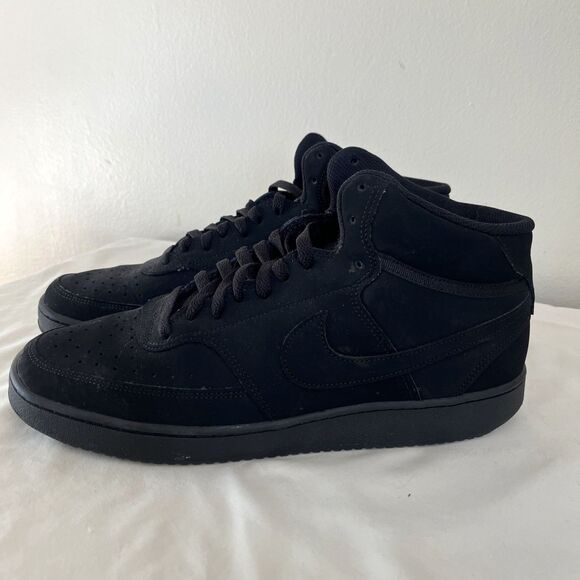 NIKE Court Vision Mid Top Classic Sneakers, Black, CU6620-001 - Men’s Sz 12